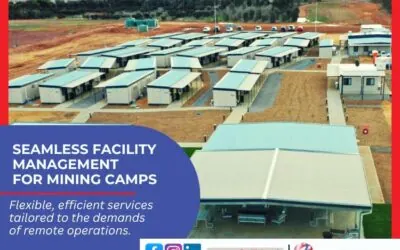 Modular camp setup at a mining operation, exemplifying Cameron Facilities’ integrated property services for remote operations.