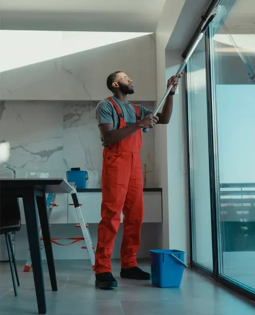 Commercial cleaning team servicing a retail style space