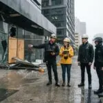 Cameron Facilities team inspecting a Perth commercial building during wet season storm damage