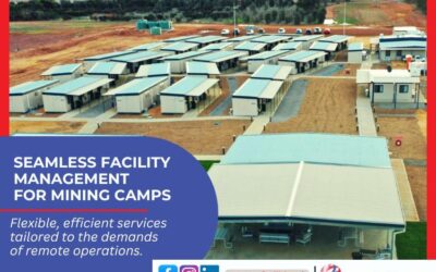 Modular camp setup at a mining operation, exemplifying Cameron Facilities’ integrated property services for remote operations.