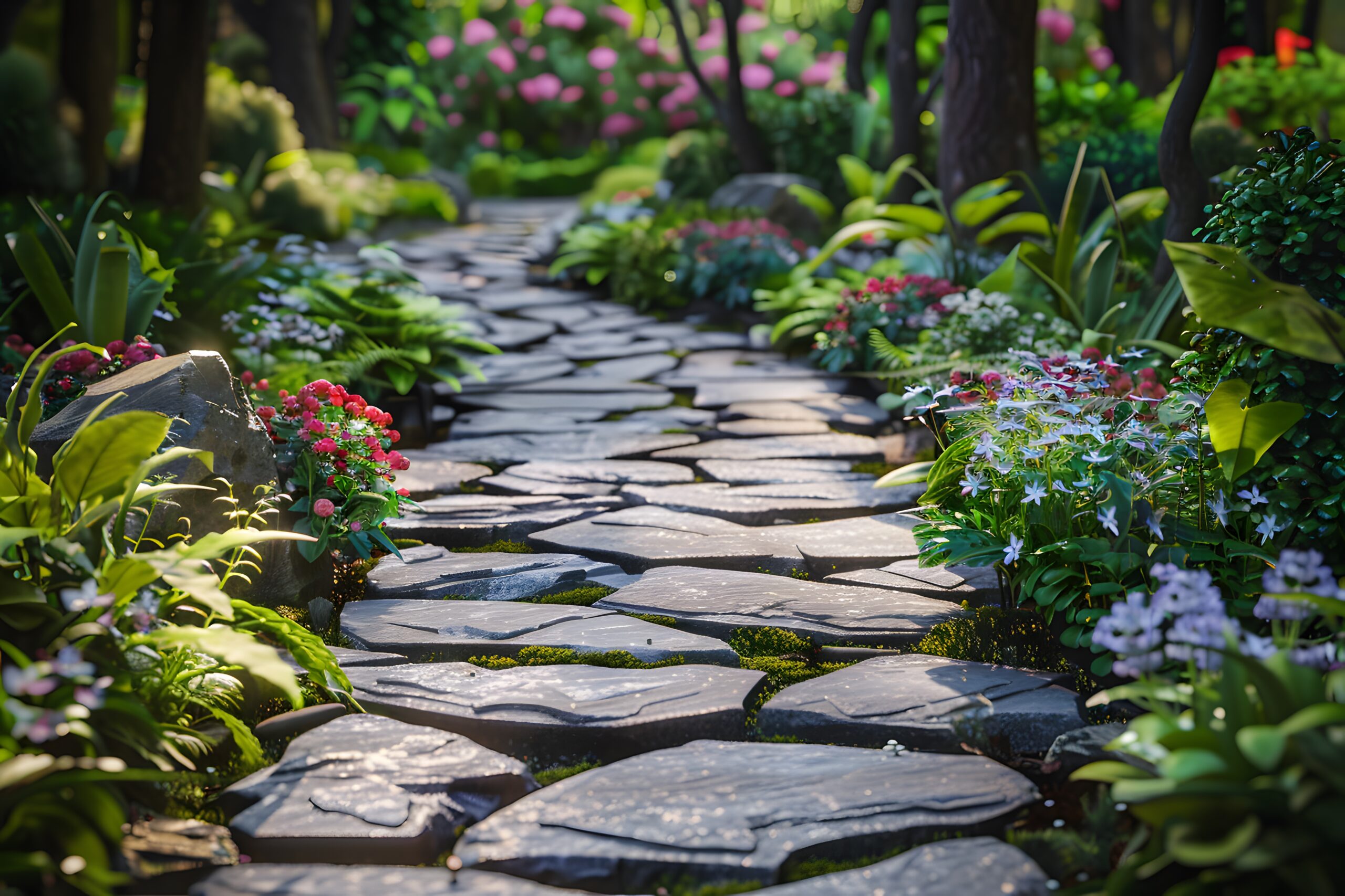 Well maintained garden beds with waterwise planting