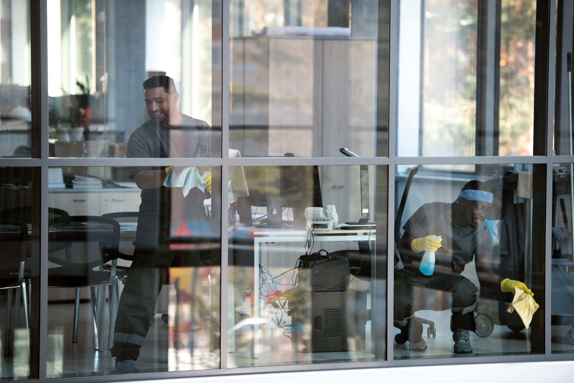 Commercial cleaning services Perth — Cameron Facilities team cleaning a CBD office building