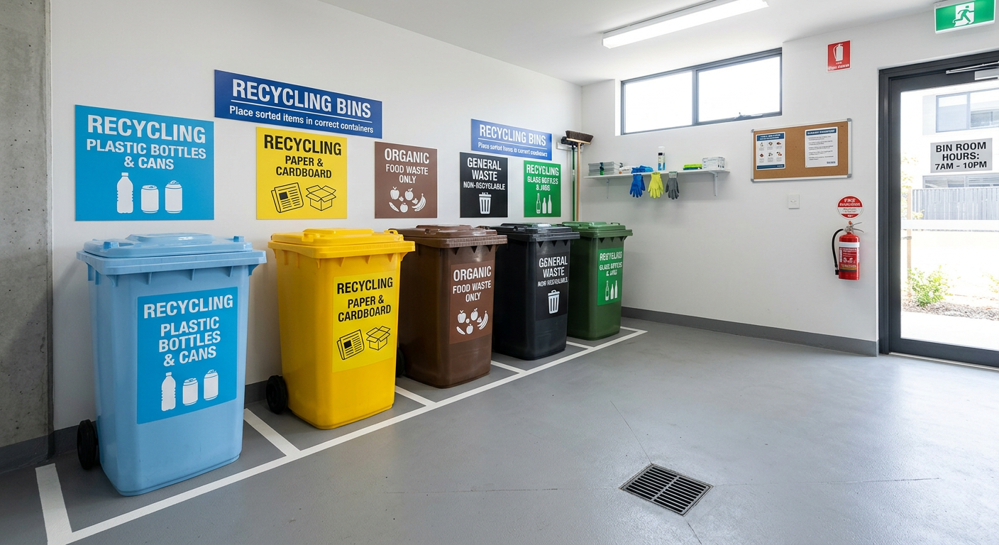 Well-maintained strata bin room and waste storage area in Perth