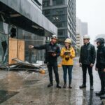 Cameron Facilities team inspecting a Perth commercial building during wet season storm damage